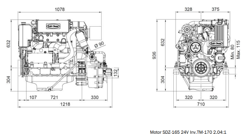 Motor SDZ-165 24V Inv.TM-170 2,50:1